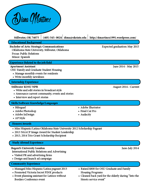 RESUME  Diana Updated 2015 PNG